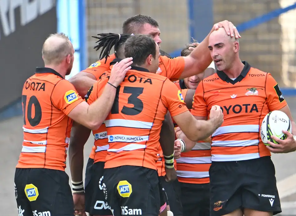 Cheetahs Rugby celebrate a try during an EPCR Challenge Cup Fixture