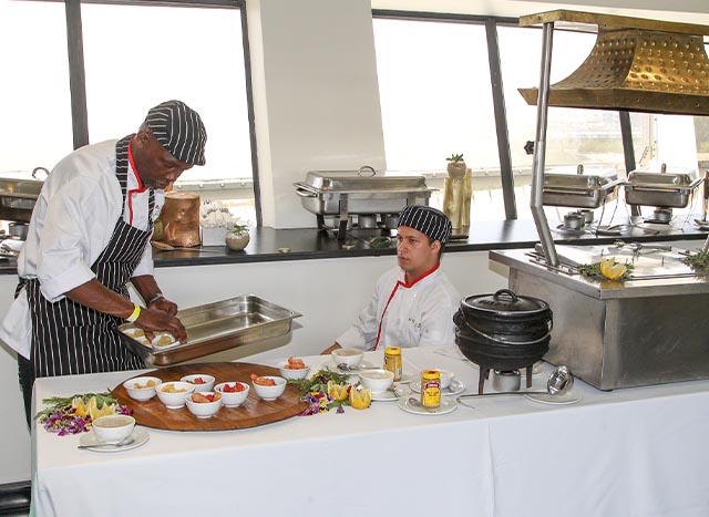 Hospitality chefs preparing fresh food 