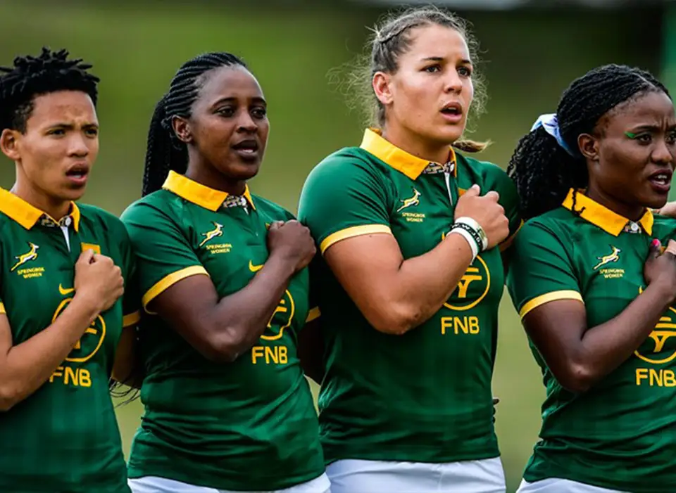 Springbok Women singing the South African national anthem