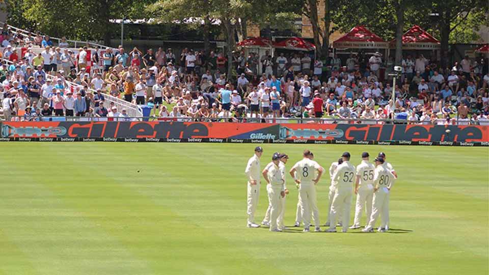 Gillette Advertising on Pitchside Screens at Proteas vs England Test Match